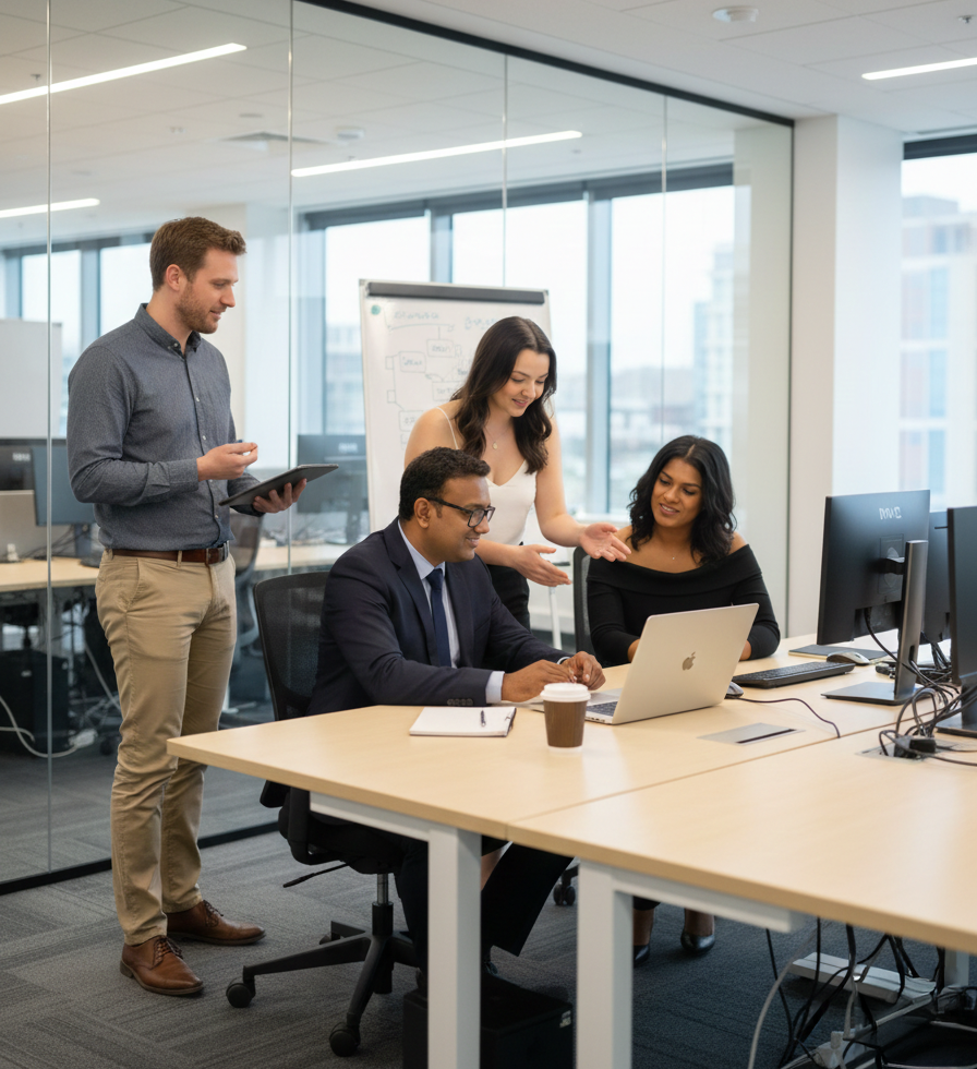 Staff members of Infotel UK Consulting at our Newcastle Head Office